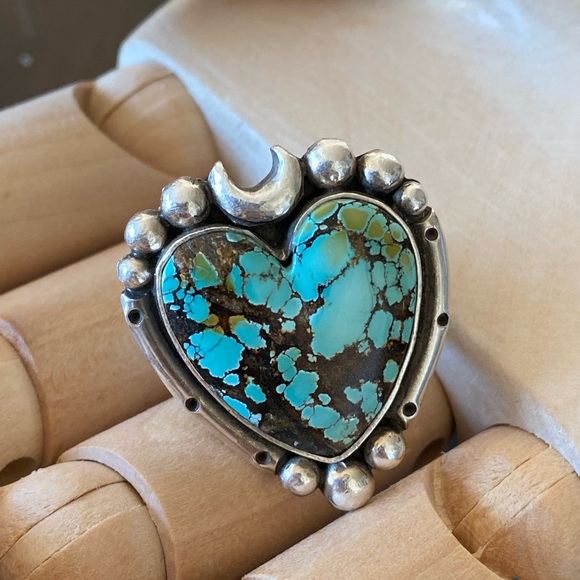 Pacific Crest Silver Turquoise heart sterling silver ring - Picture 2 of 9